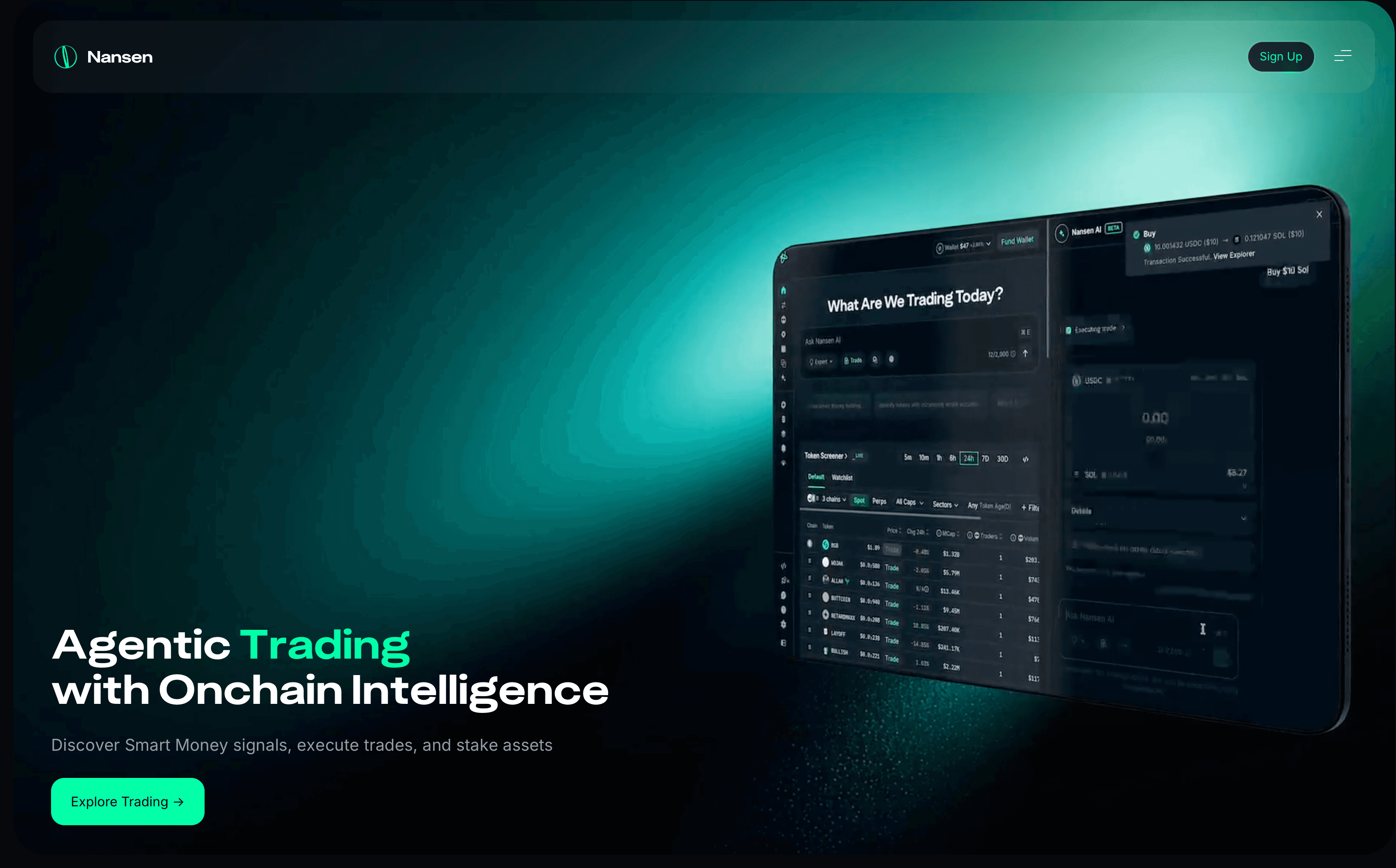 Nansen homepage crypto wallet analytics and blockchain data platform