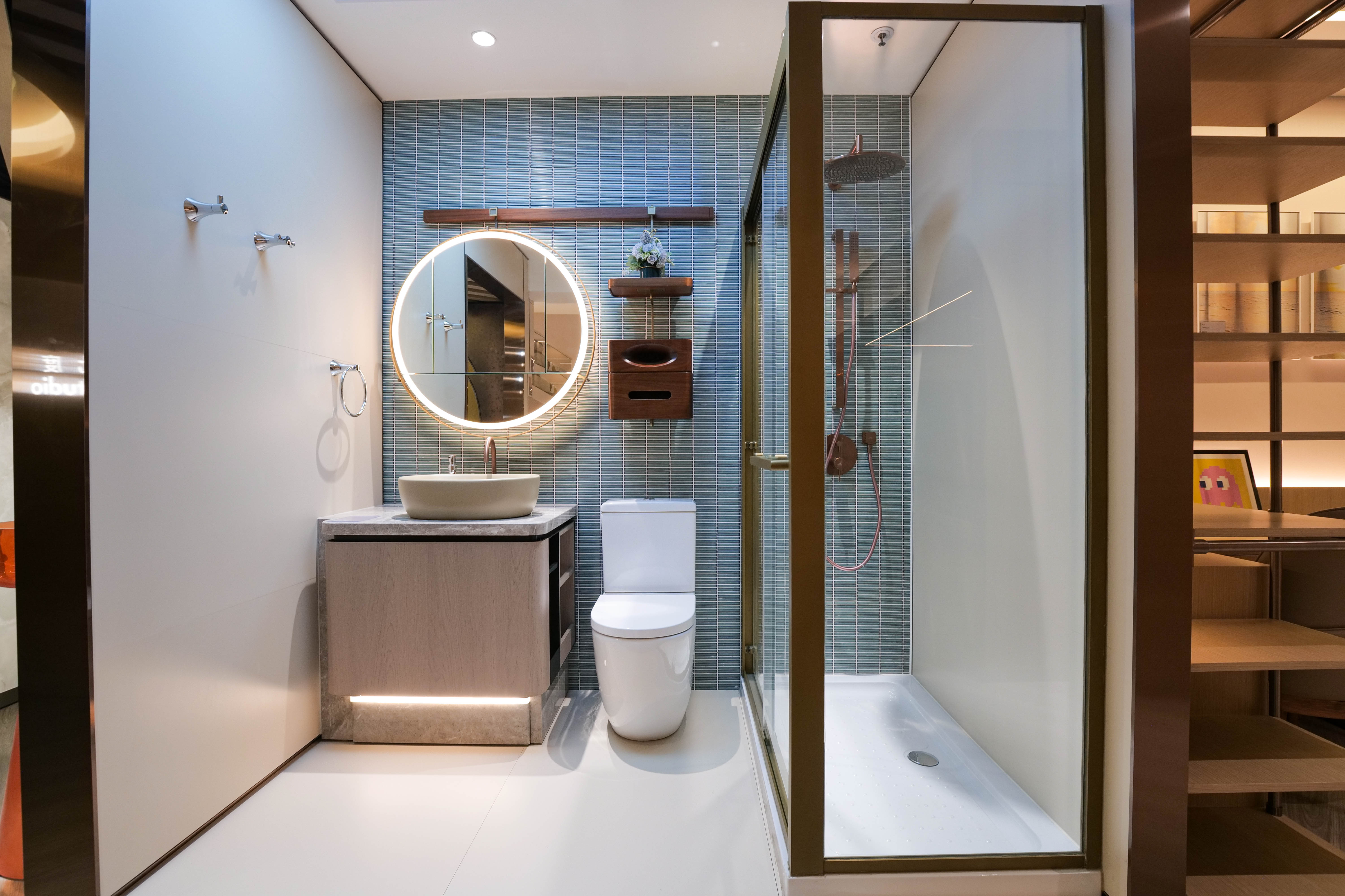 Calm water surface with two dark structures