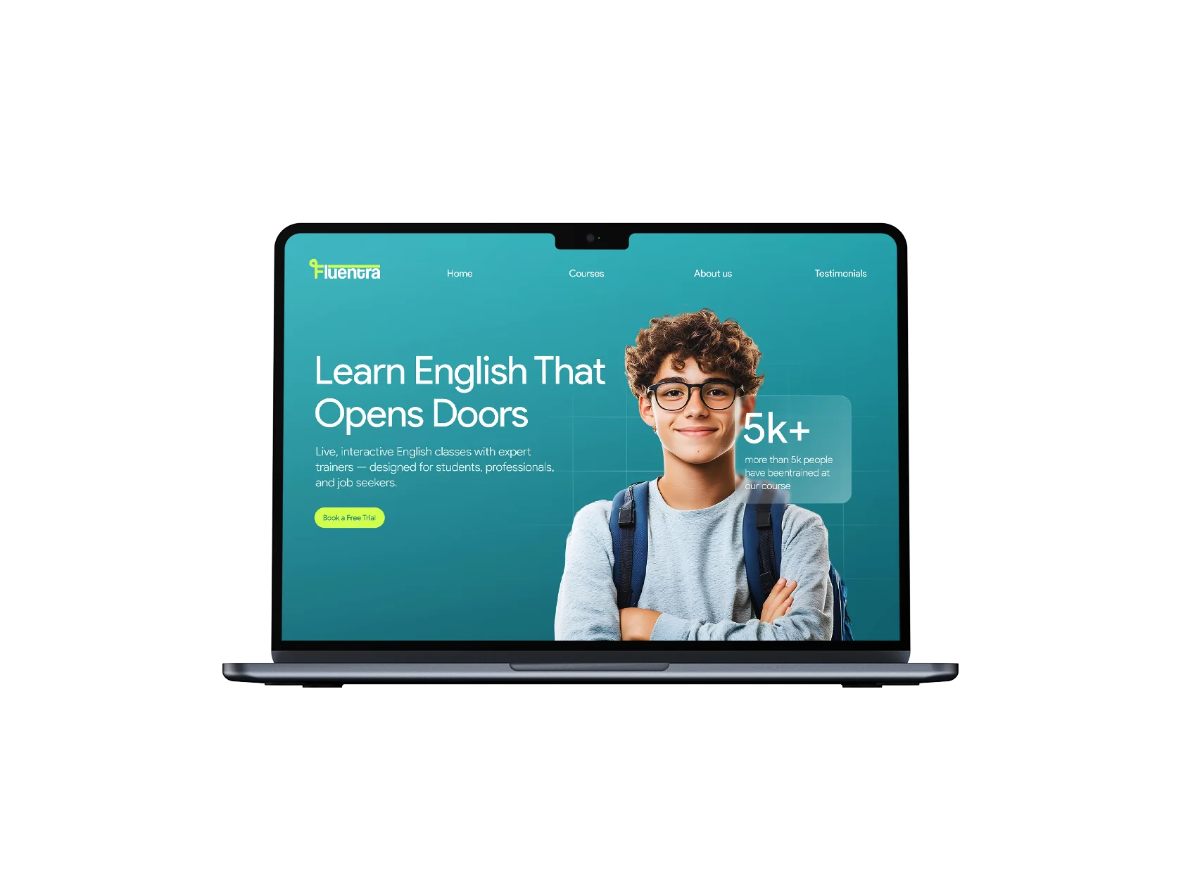 education responsive website design adapted for laptop screen for online classes