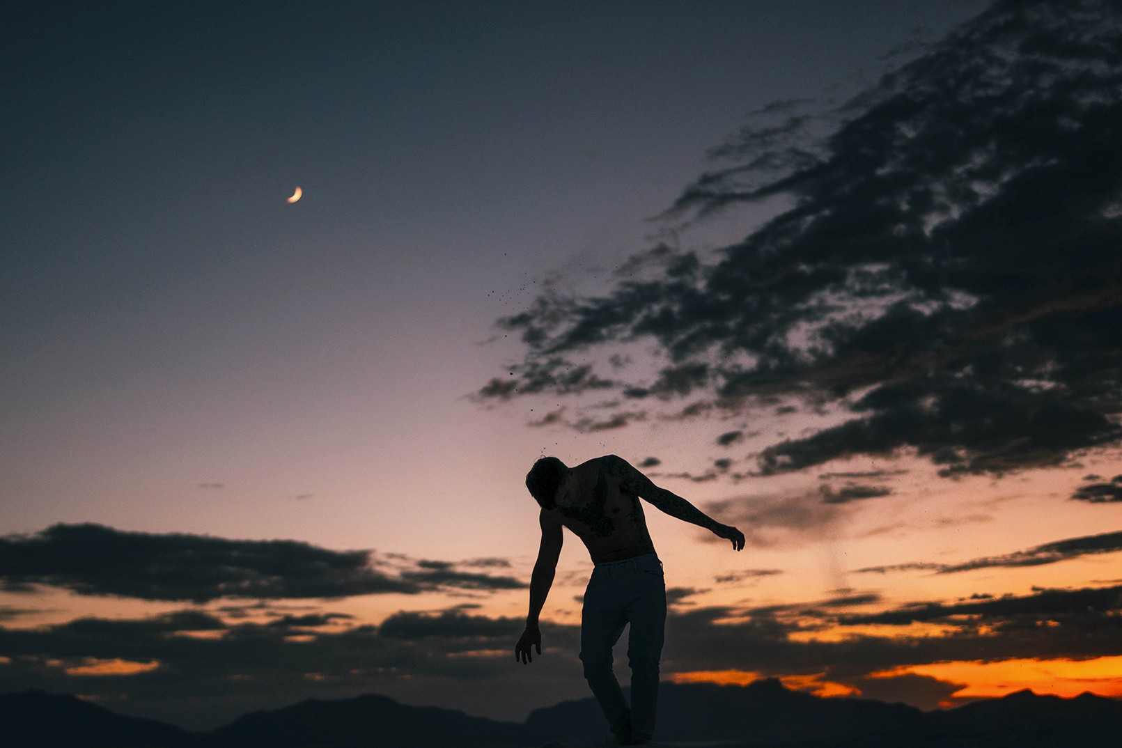 Sunset & Moon at White Sands