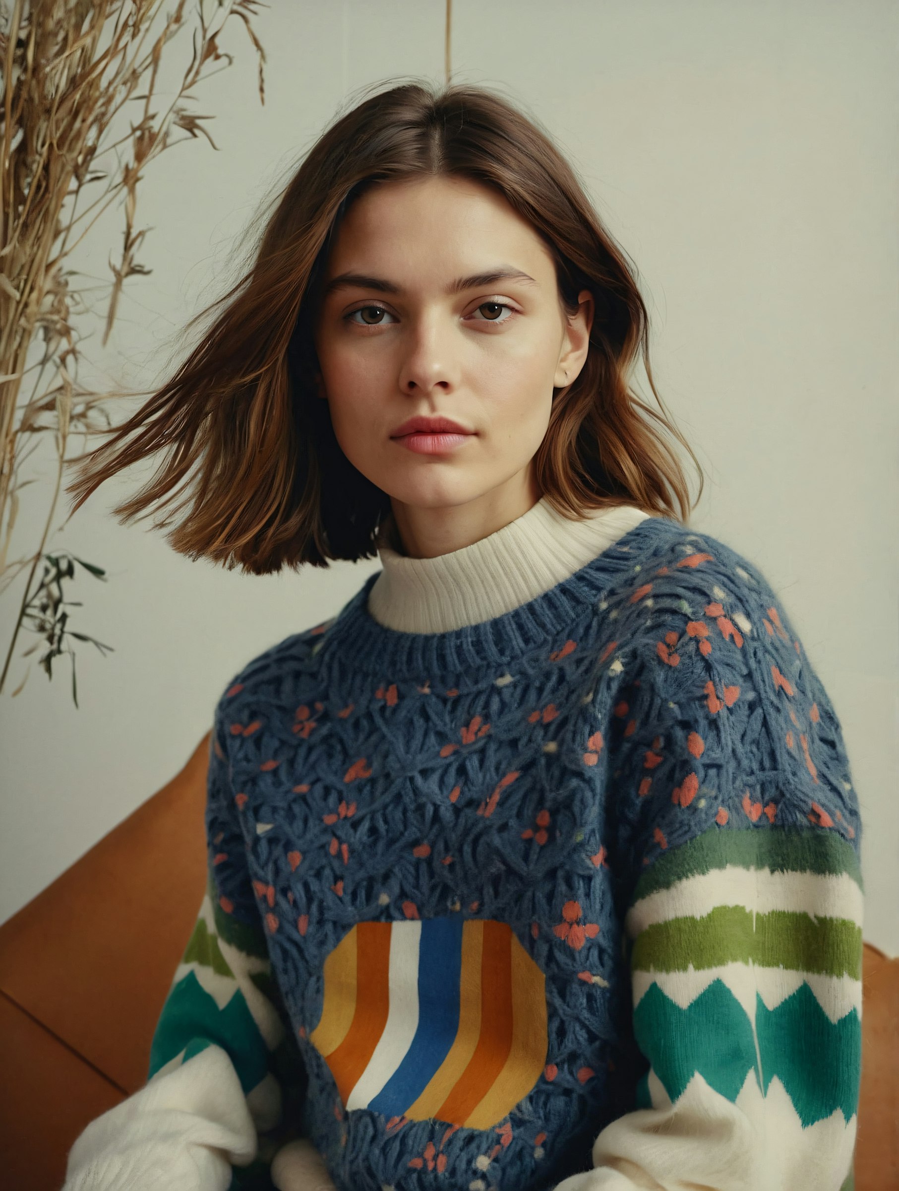 An aesthetic photo featuring a girl wearing a sweater.