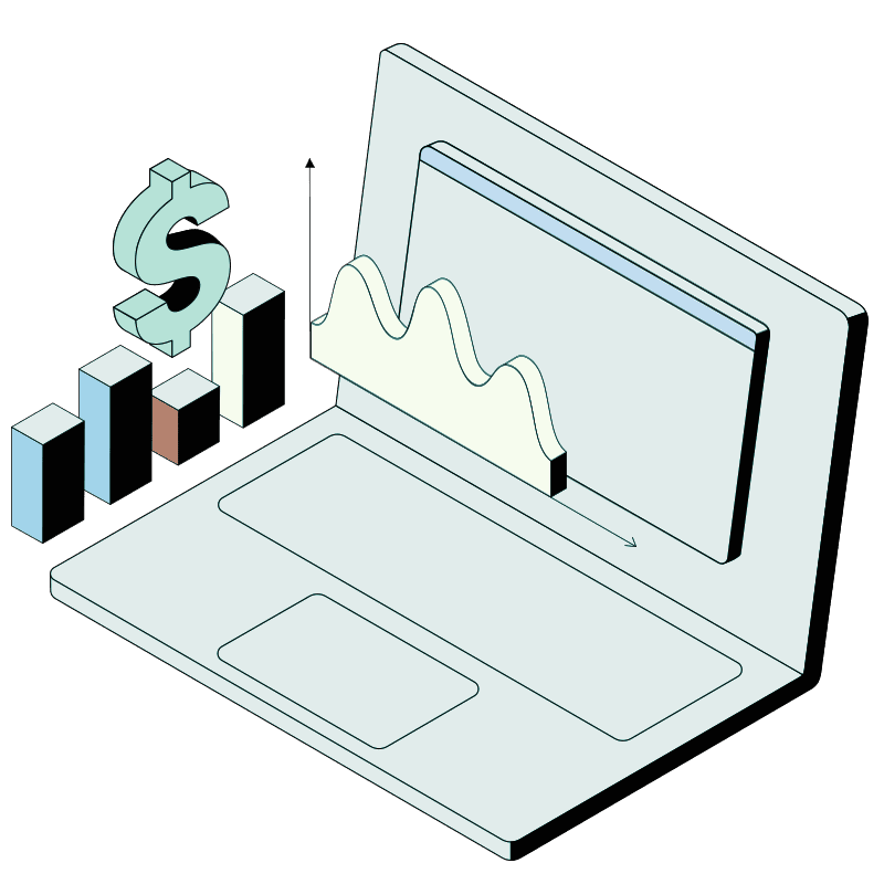 Projected laptop with graph