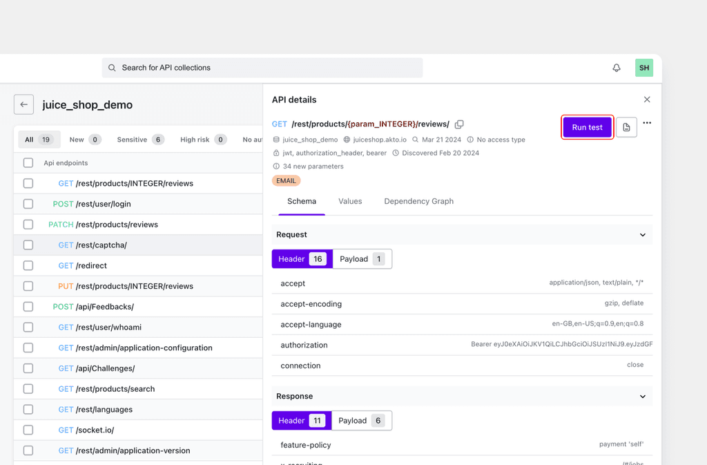 Akto API inventory