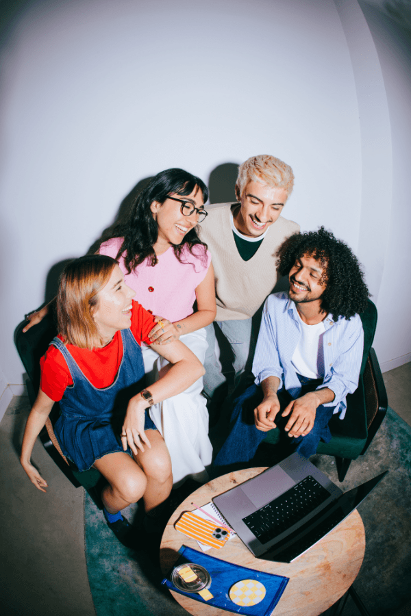 man and women using laptop