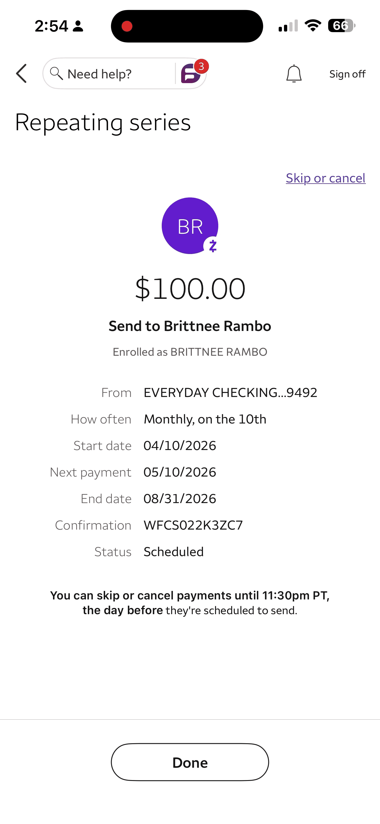 Skip payment flow screen 1