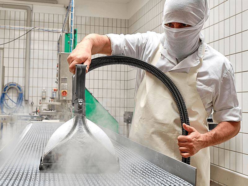 Blue Evolution dry steam machines enuring food safety and haccp compliance in teh food and beverage manufacturing industry