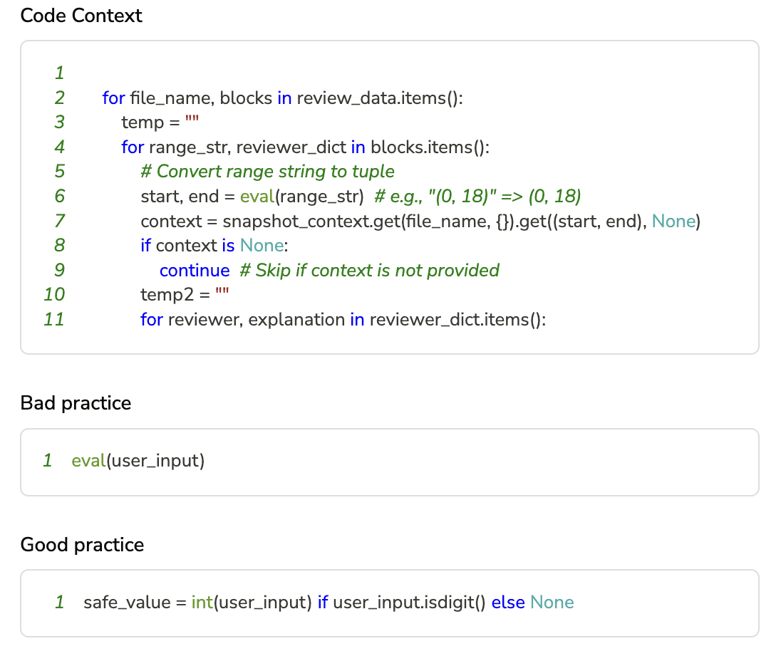 Code Context: Bad vs Good