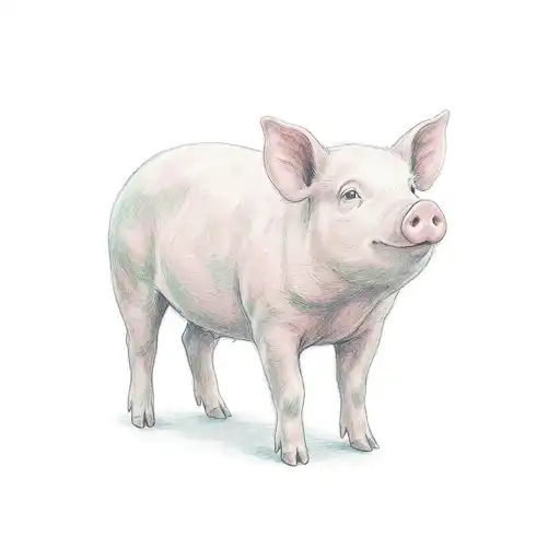 Pho Street Eats illustration of a pink pig.