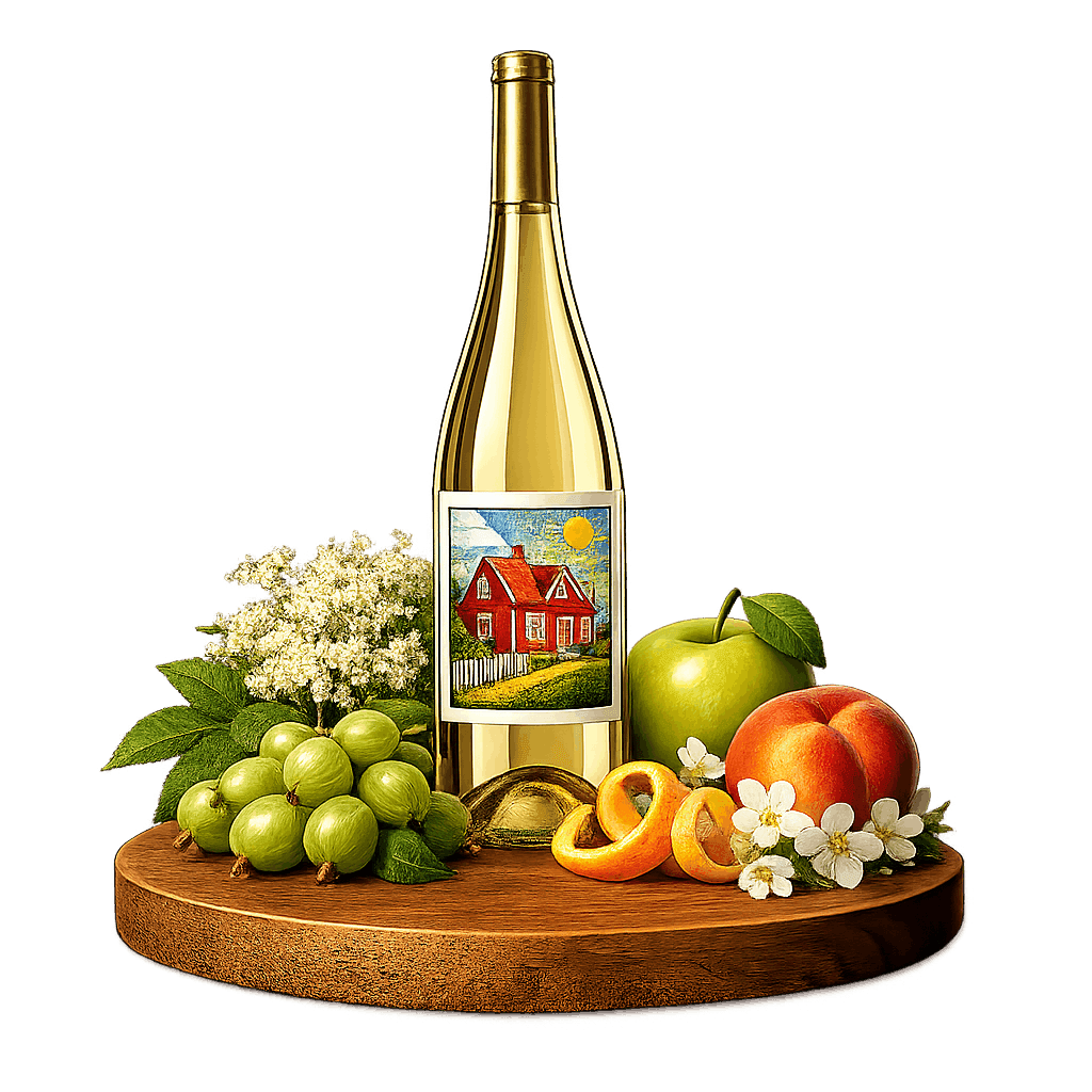 Artistic label and flavor profile for Swedish Solaris on a rustic wooden table.