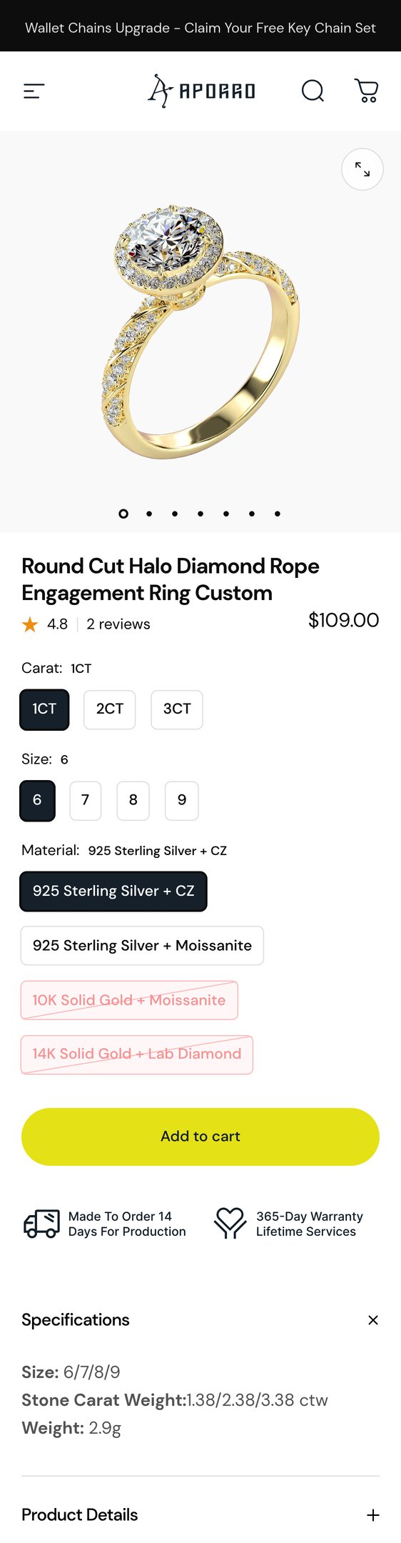 Jewelry product options include: ring for Round Cut Halo Diamond Rope Engagement Ring Custom from APORRO.