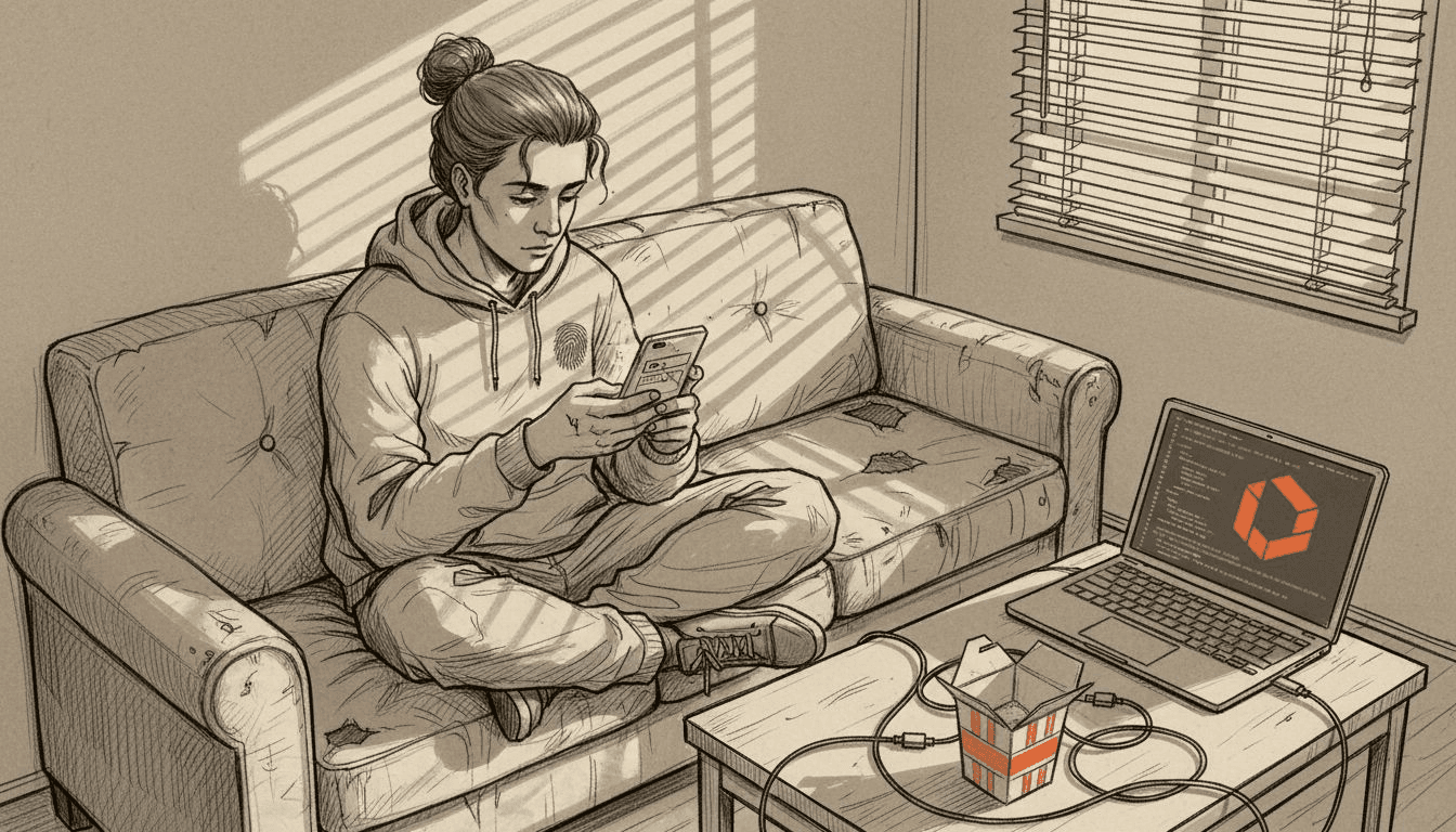 Developer testing native app on smartphone