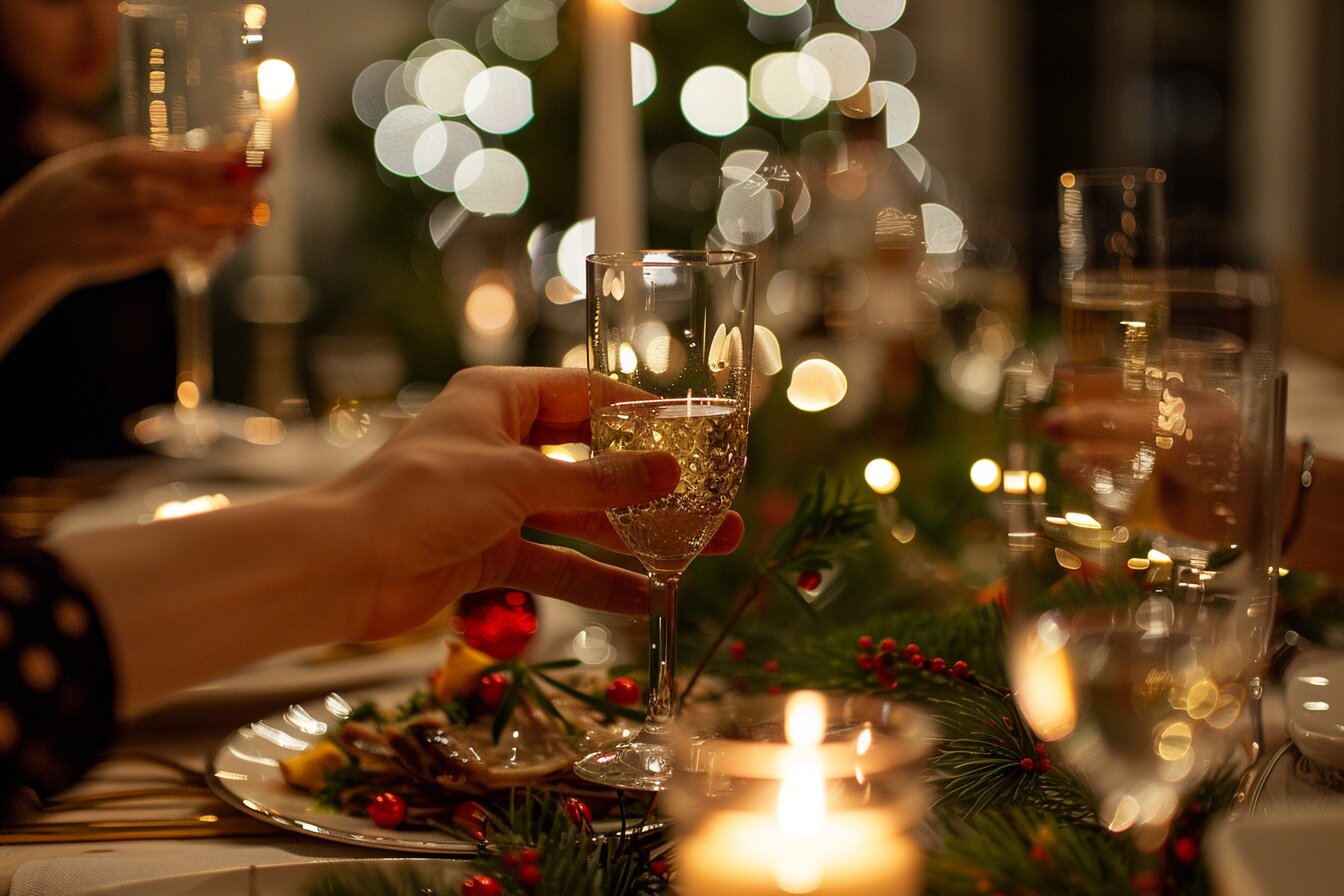 An intimate Christmas dinner party in The Heights — twinkling lights, joyful toasts, and artfully plated holiday dishes prepared by Chef Iliana Stone.