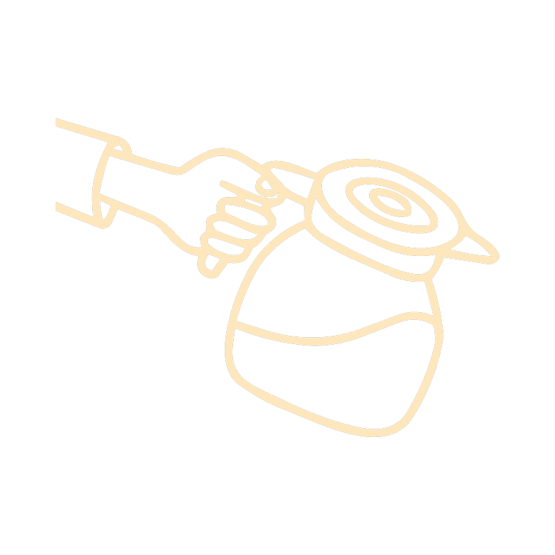 Crumpet line illustration of a hand pouring coffee
