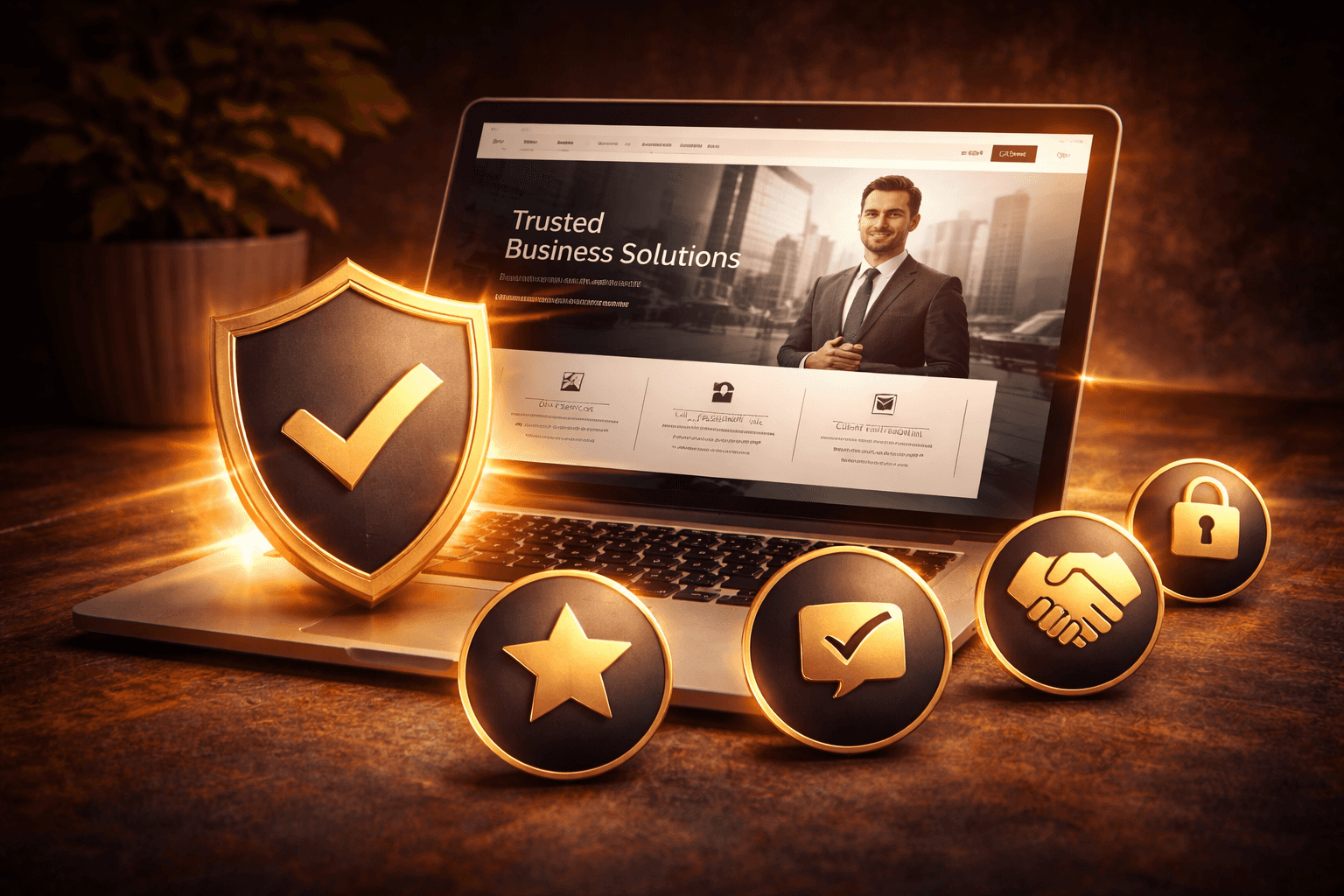 Close-up of lush, dark green leaves, some glossy and wet, against a muted background.