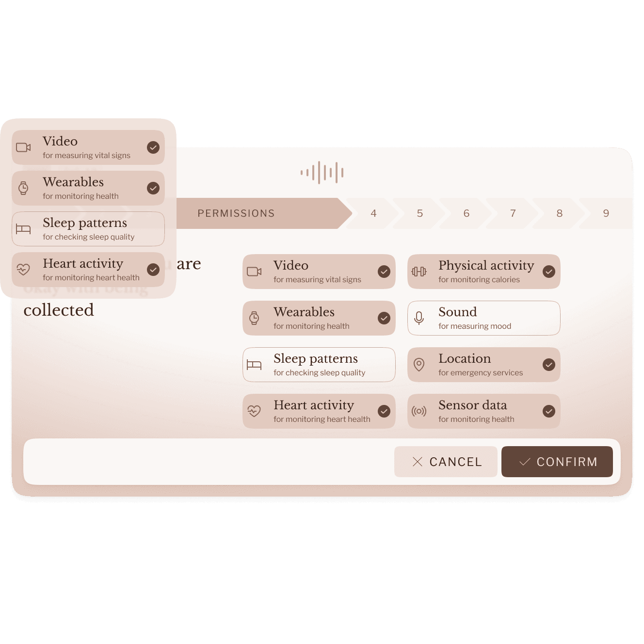 Annotated interface of a teleconsultation app highlighting flaws such as overly prominent search functions, confusing information hierarchy, and the redundancy of some tabs and features.