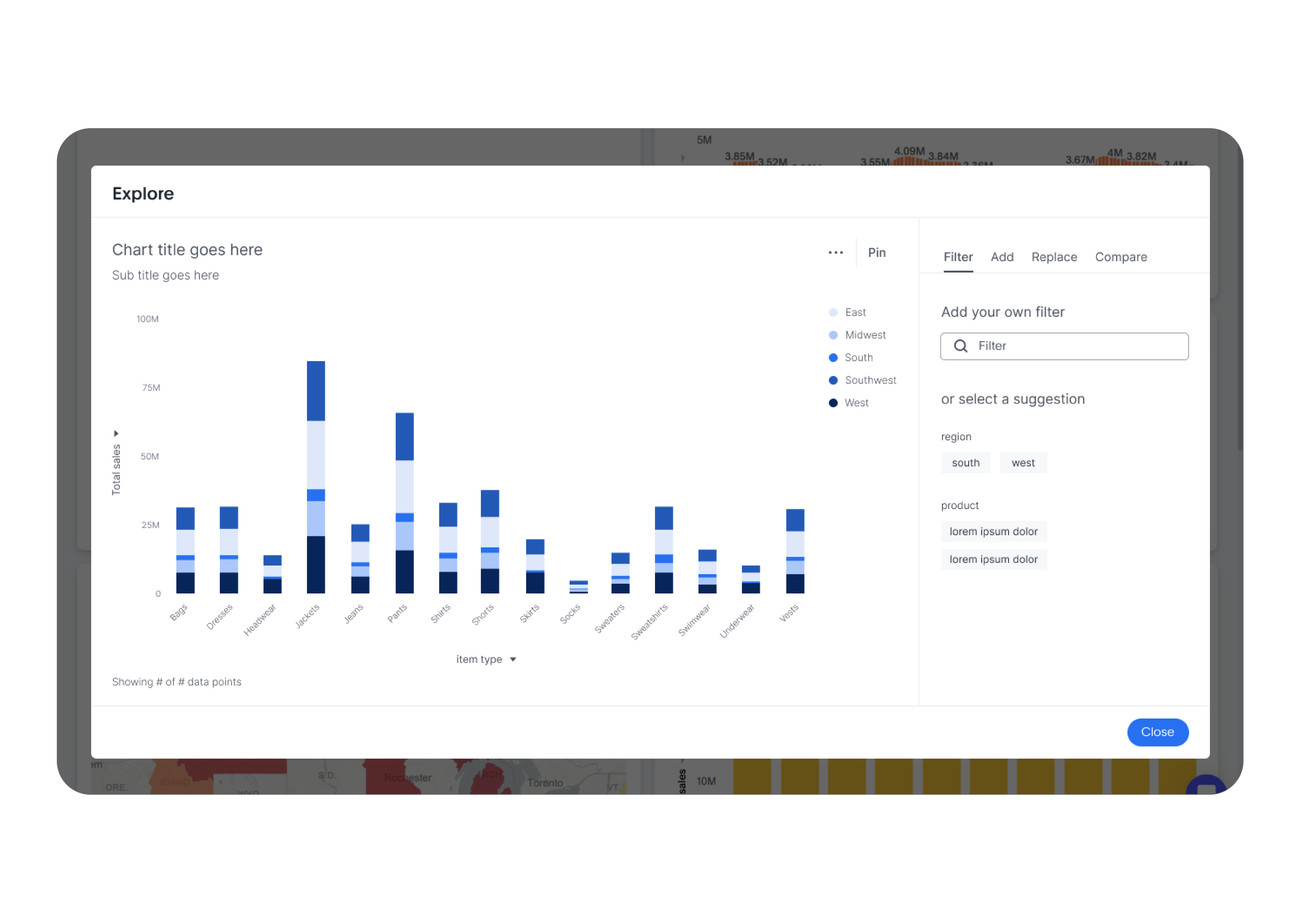 Landing page presenting dashboard of a product