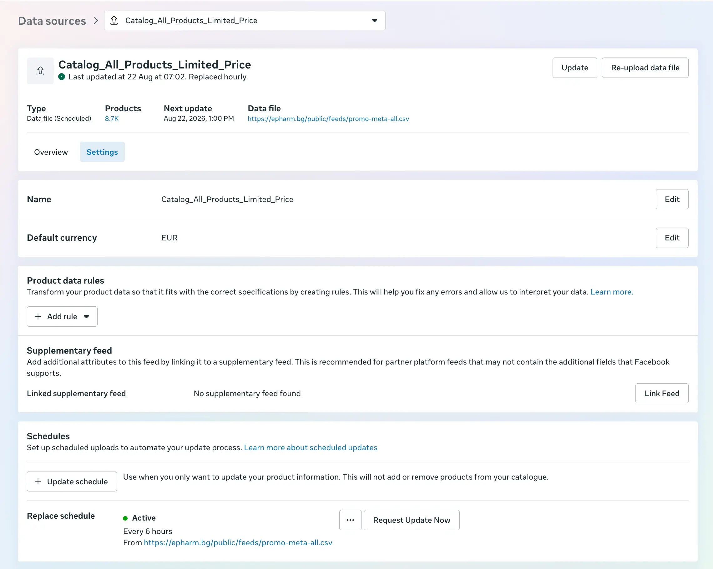 Setting up the feed, step by step