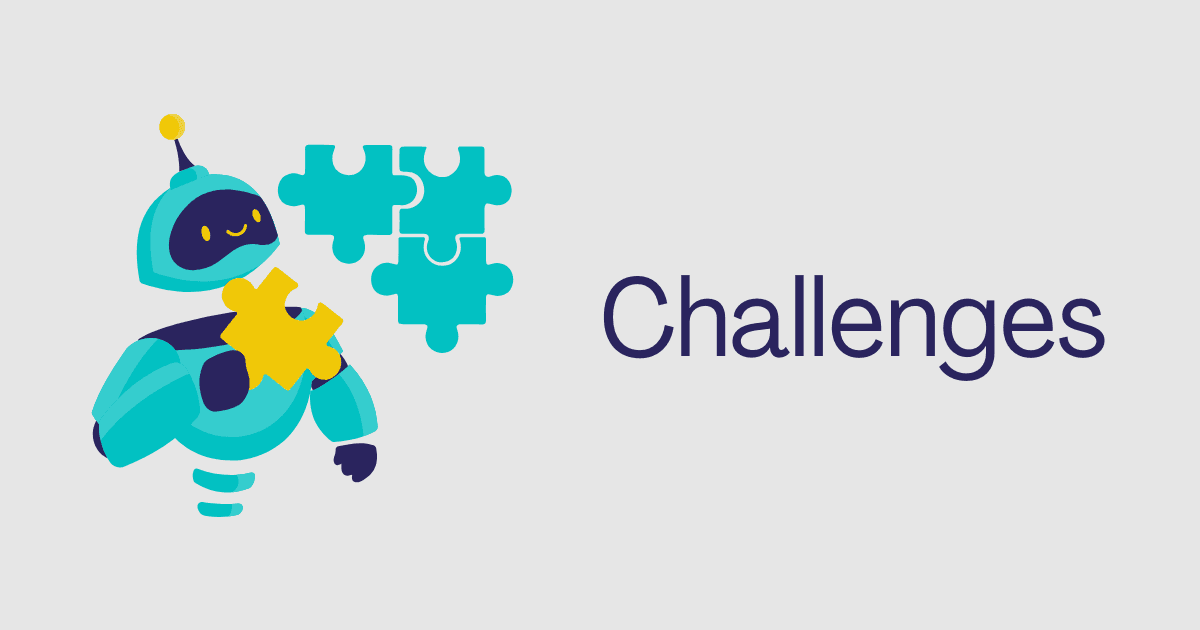 Robot with a puzzle and title "Challenges"