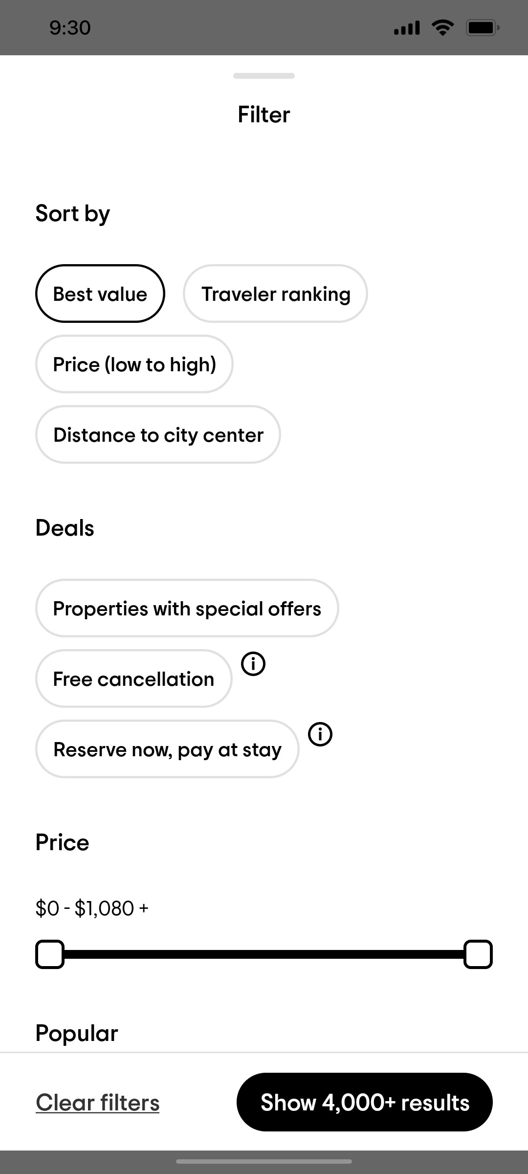 Tripadvisor Filter Page Screen