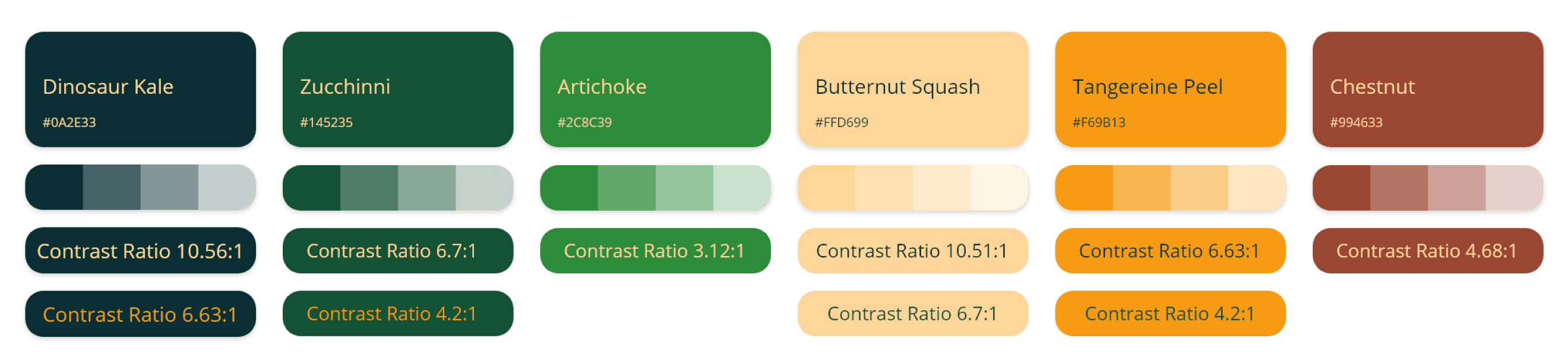 mobile app and webiste color pallet