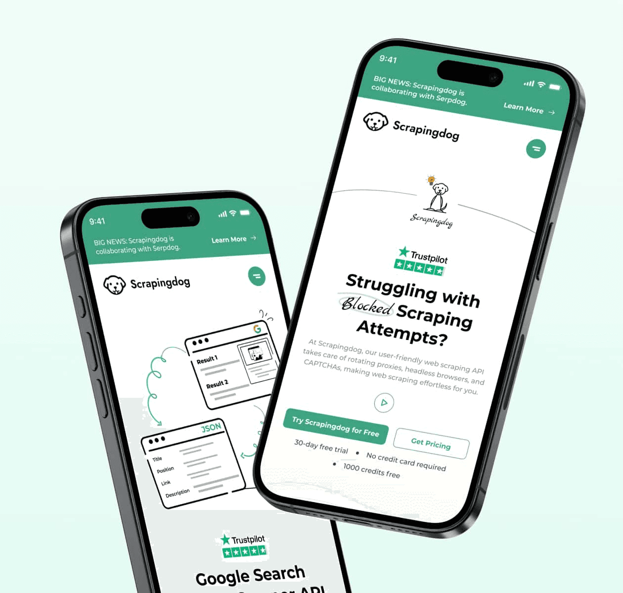 Scrapingdog web scraping API mobile interface - Scrapingdog Alternatives