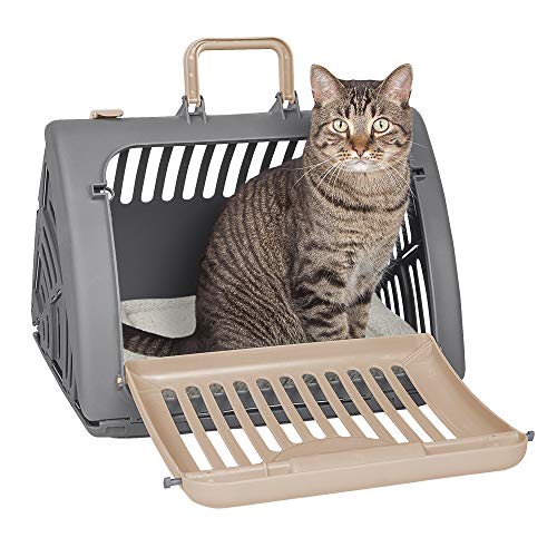 SportPet Designs Foldable Travel Cat Carrier with A Bed - Front Door Plastic Collapsible Carrier