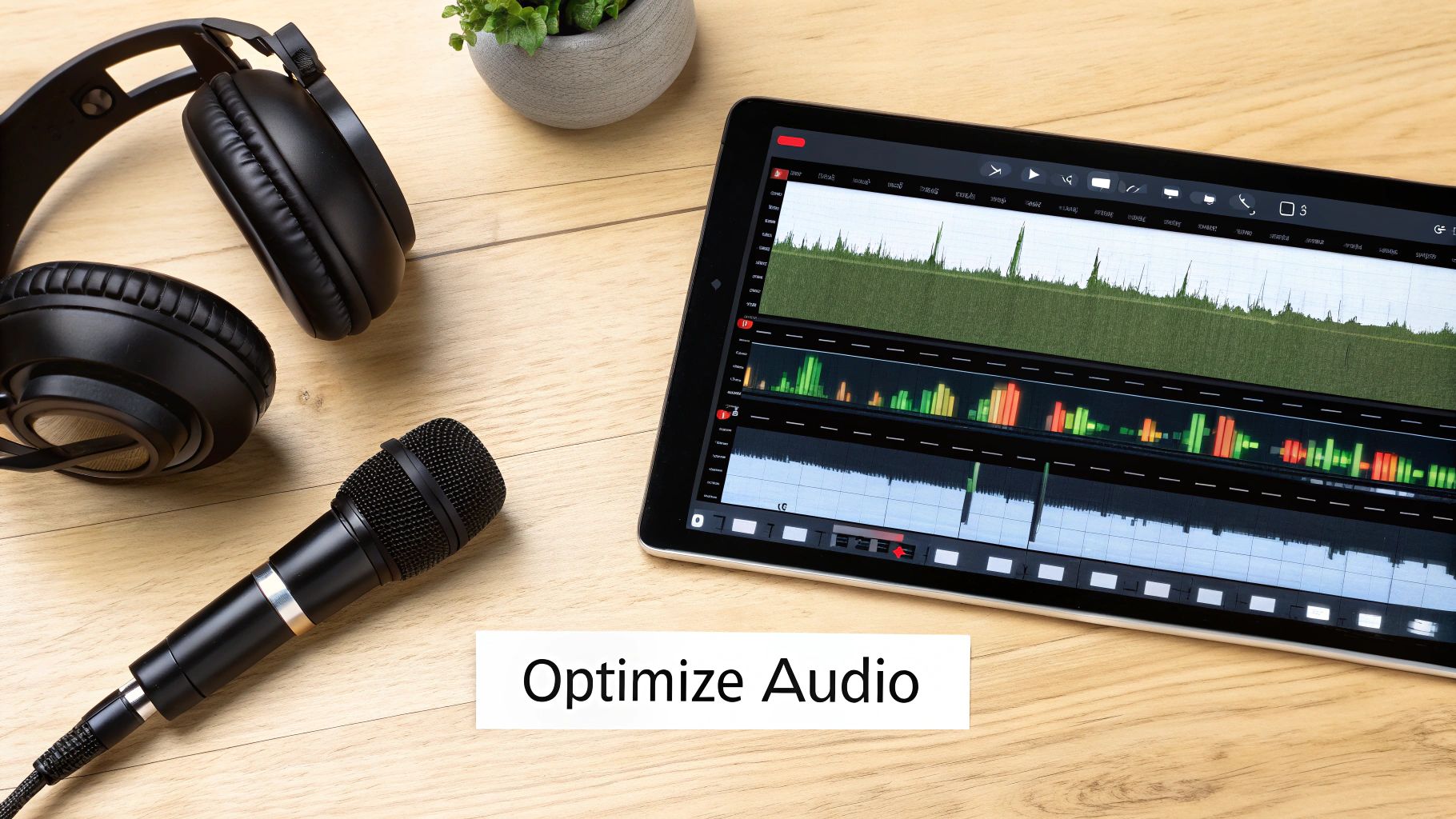 A person editing an audio waveform on a computer screen