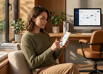 Designer working on iOS devices