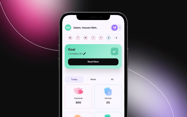 Quranly Dashboard that includes  a smart tracker that monitors your progress and rewards (hasanat) for your achievements.