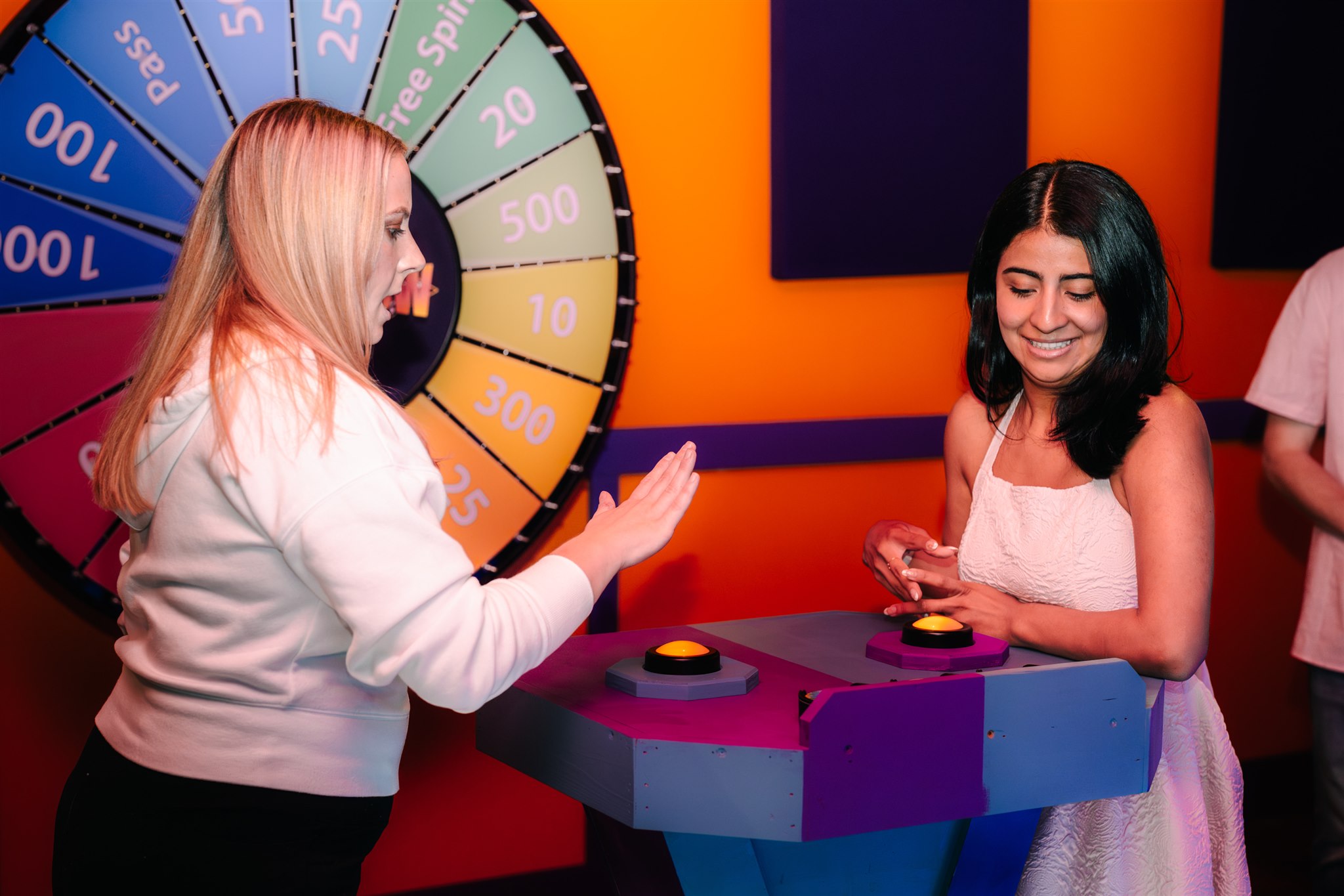 two girls playing game show in charleston, sc