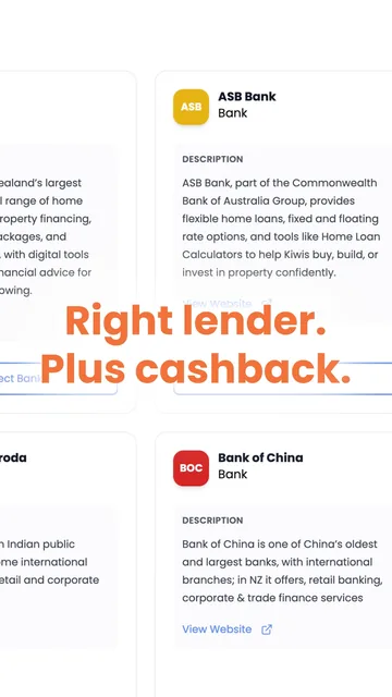 A list of lenders, under the words “Right lender. Plus cashback.”
