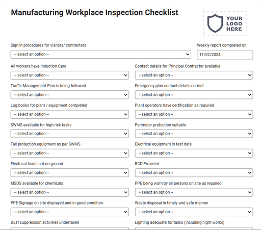 Manufacturing Workplace Inspection Checklist for Mobile, Tablet ...
