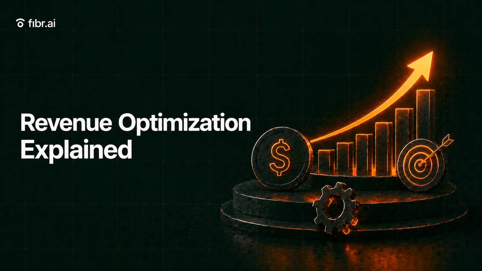 Revenue optimization visualization showing coordinated growth drivers increasing revenue, with rising performance metrics, strategic adjustments, and improved long-term business outcomes.