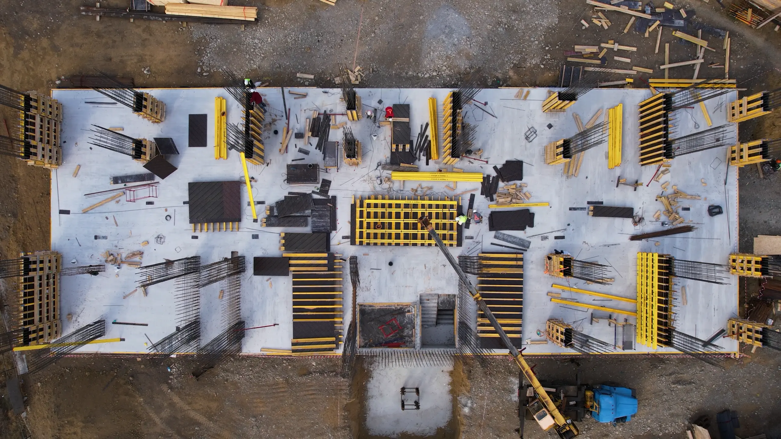 A beautiful shot from a drone of a building under construction.