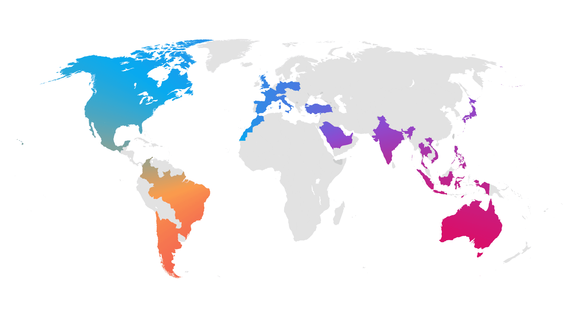 World map depicting all countries supported by SherlockAI.