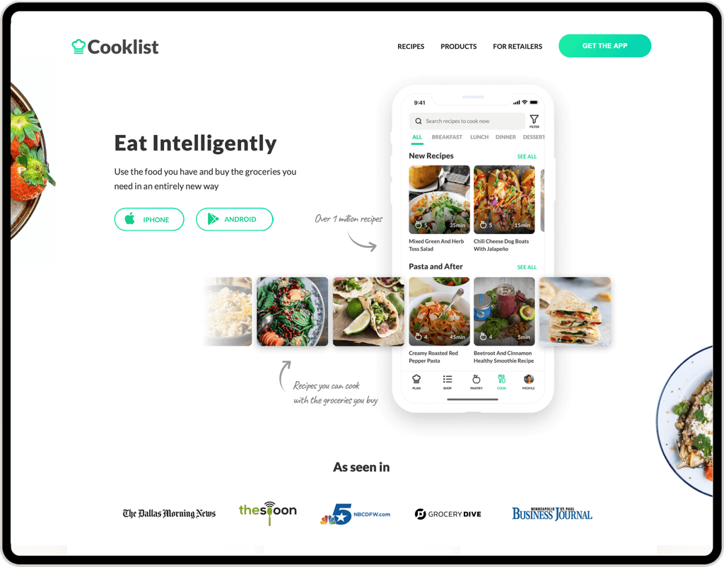 Cooklist's website homepage