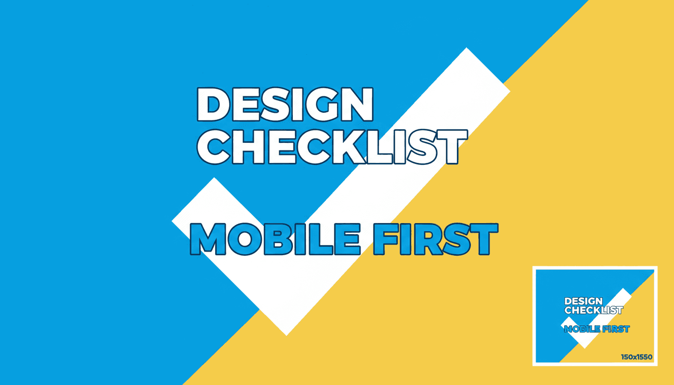 Figure: Mobile 150x150 readability self-check checklist (3-4 words, single focus, high contrast)