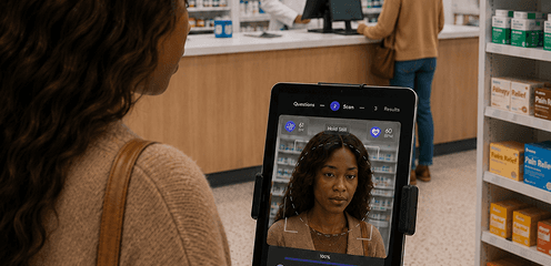 remote vitals health scan using a kiosk in a pharmacy
