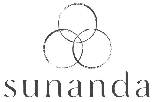 Logo of "sunanda" with three interconnected circles above the text, presented in a minimalist style.