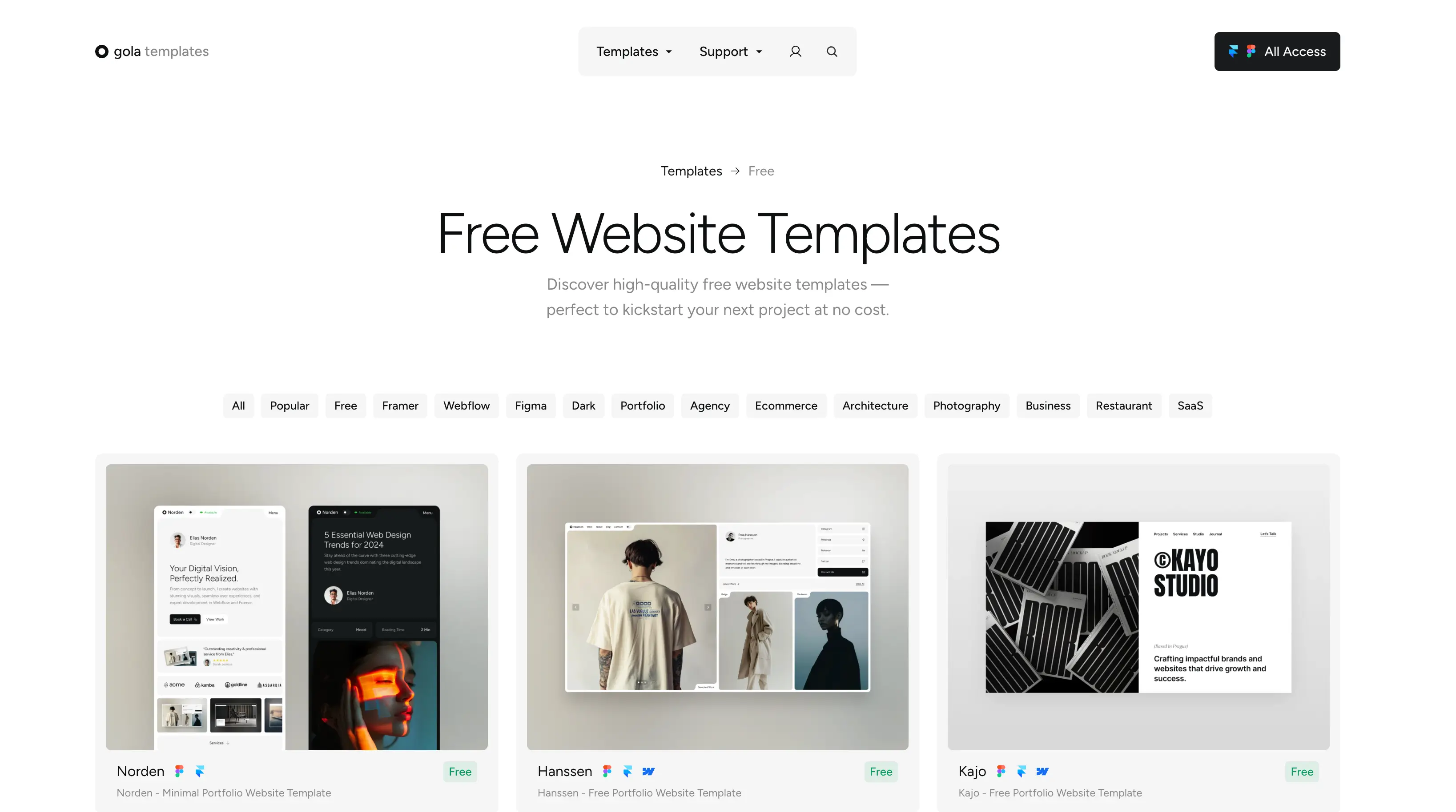 7 Best Website Free Templates for Stunning Sites in 2026 - Gola Templates – Free Framer Website Templates