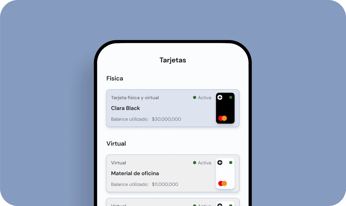 perfil de tarjetas activas de clara