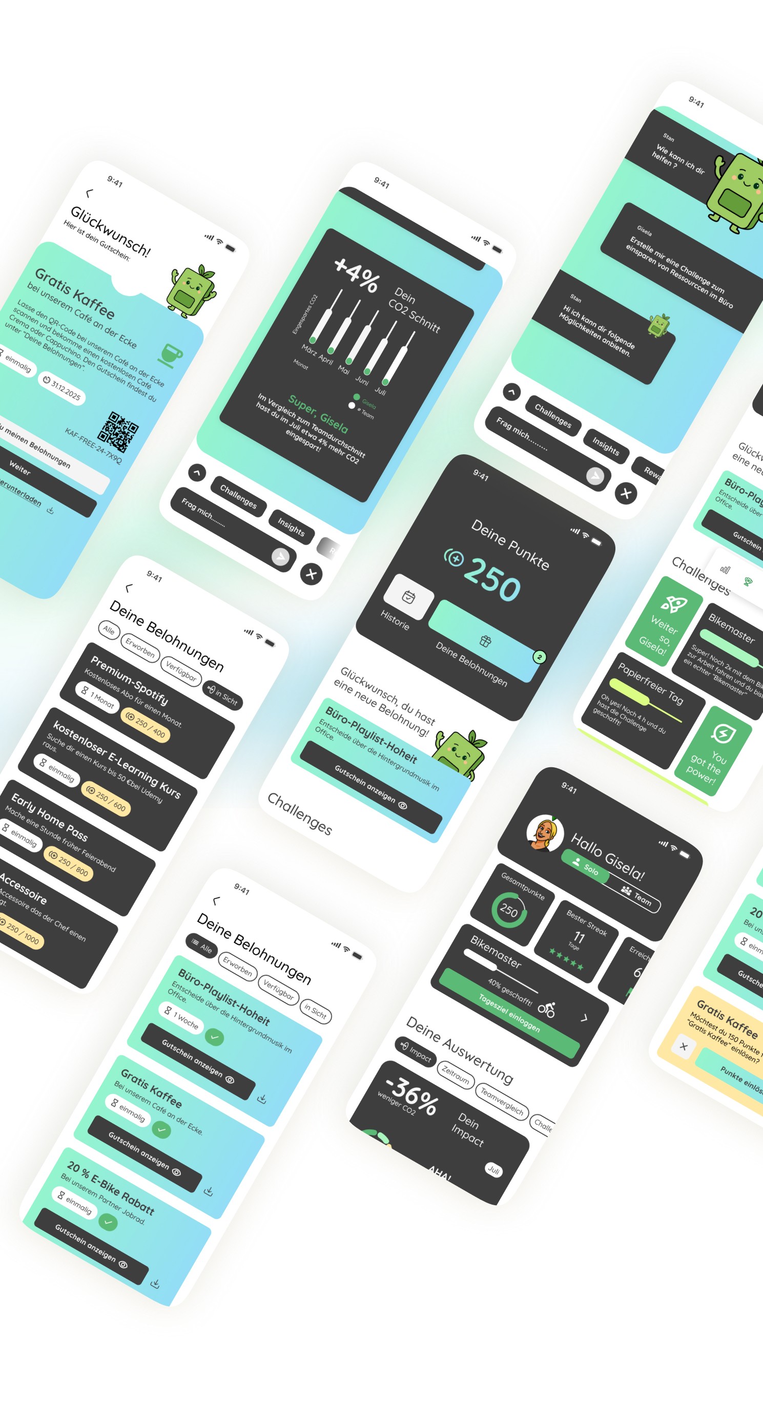 Entwicklung einer App, die den Arbeitsalltag mit Challenges und Belohnungssystem nachhaltiger gestaltet.