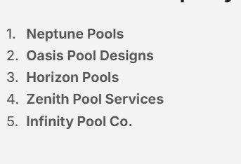 Pool Company Names