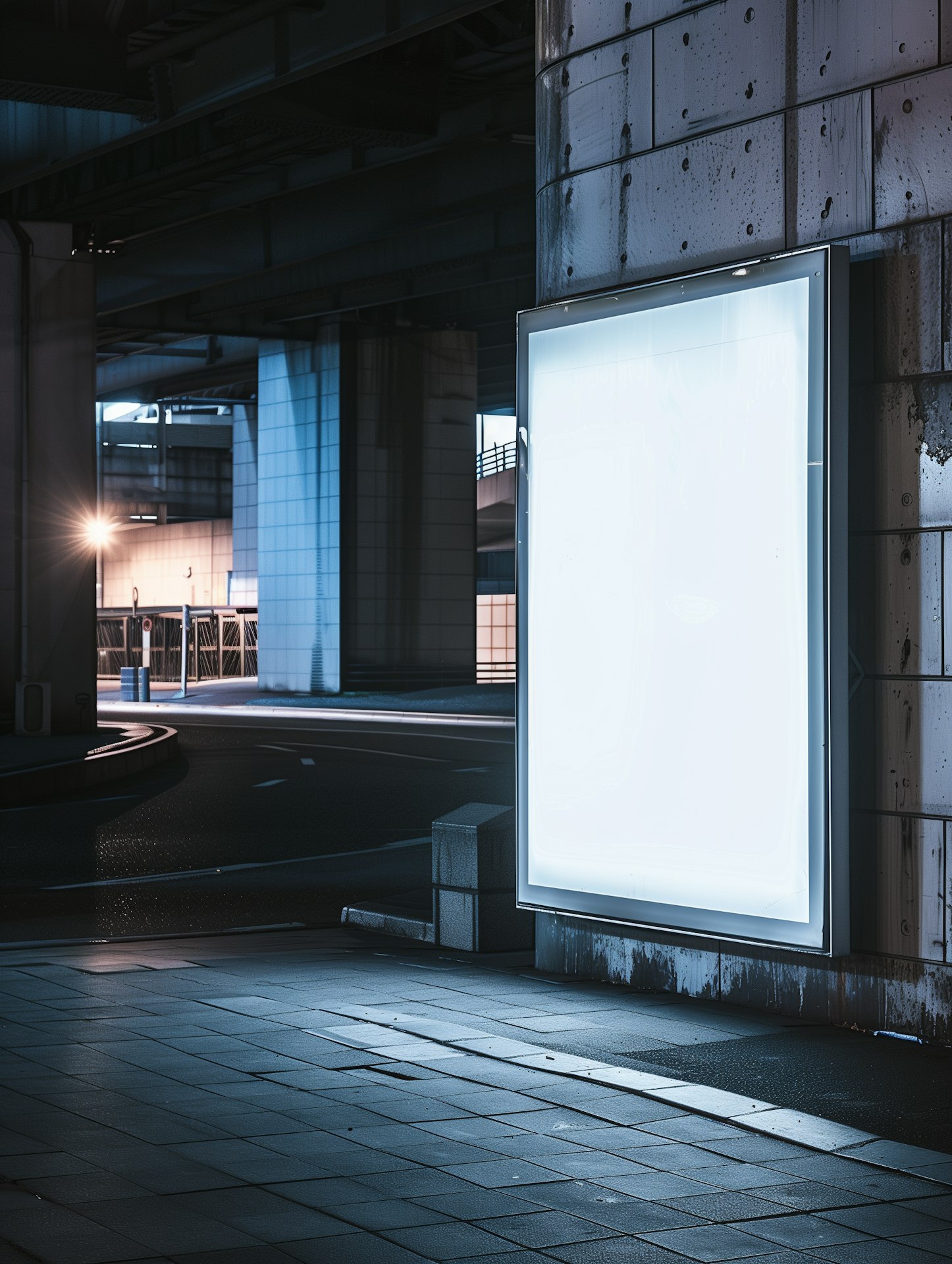 The image displays a large, illuminated advertising billboard at a street level, likely positioned to capture the attention of pedestrians and passing vehicles.