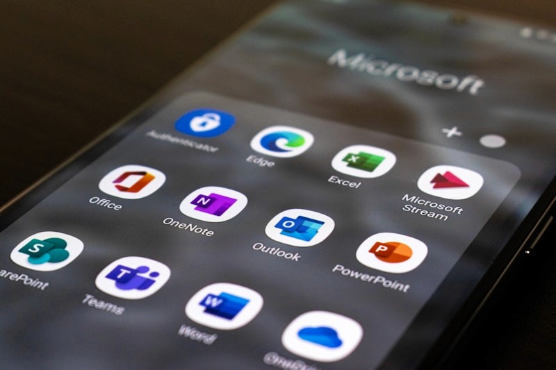 Microsoft apps on a phone