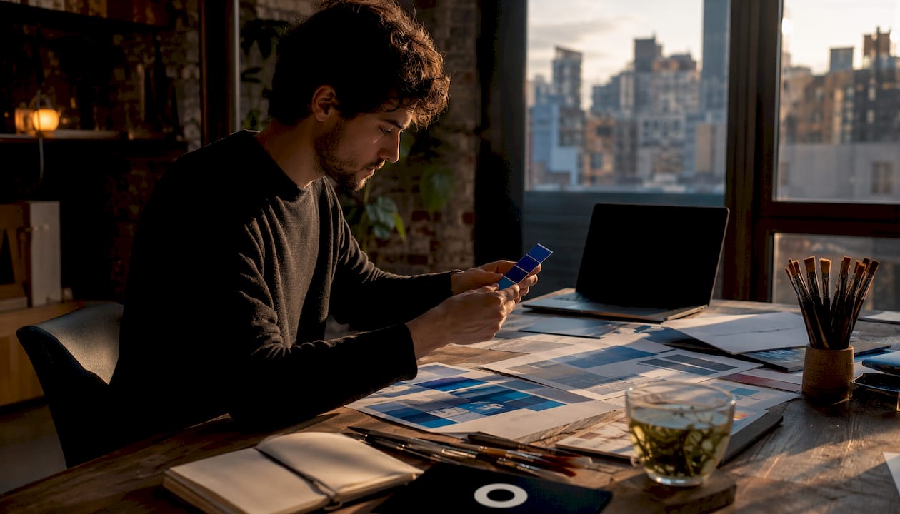 Designer selecting colours for website palette