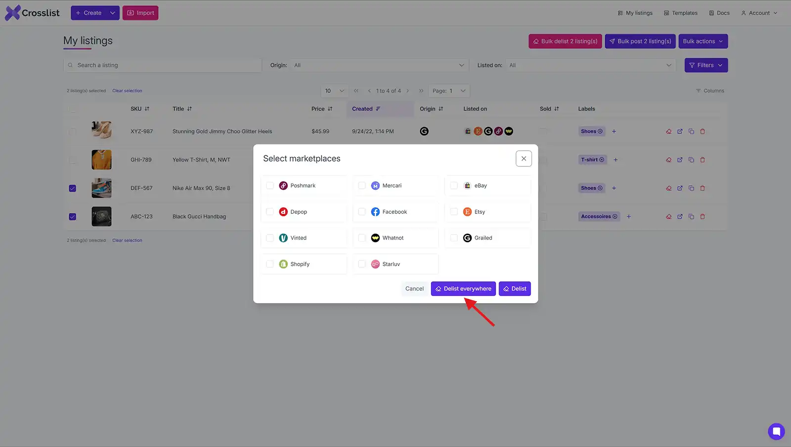 Bulk Delist Everywhere