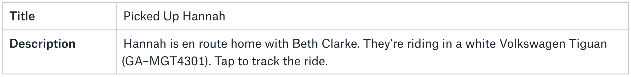 Third draft of a child pickup mobile notification
