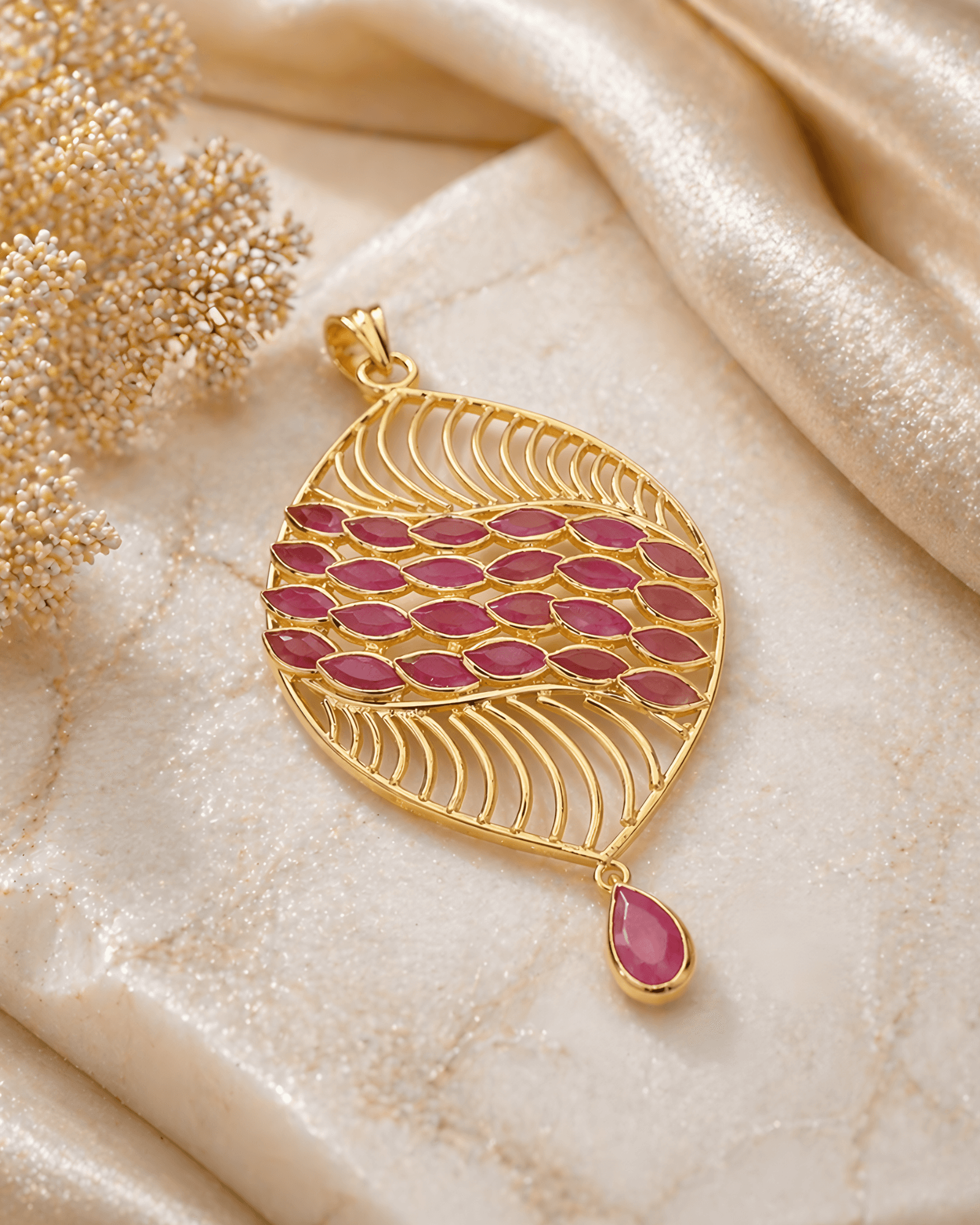 Waved ruby pendant