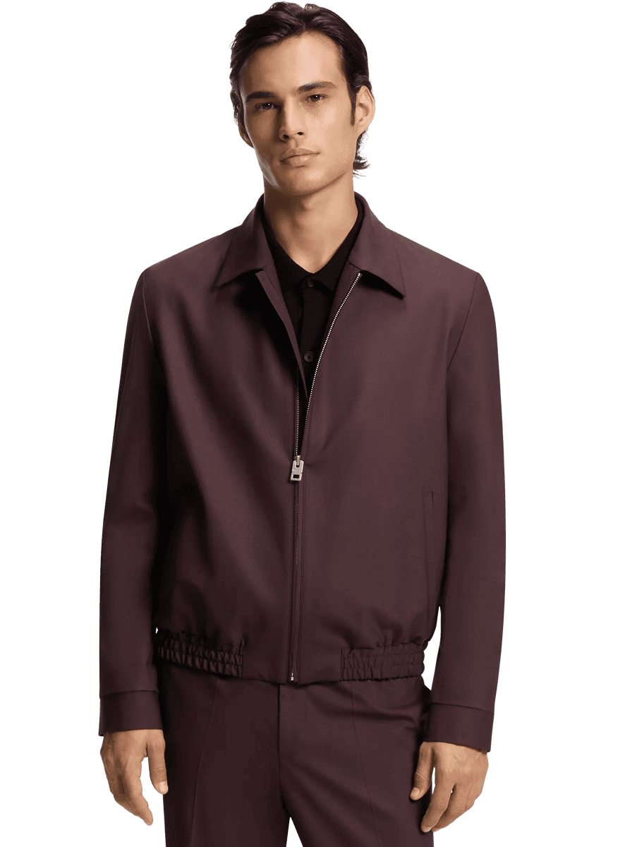 Slim-fit jacket in wool-blend poplin